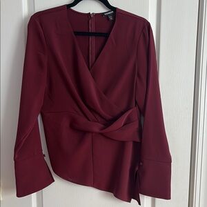NWT Express Elegant Burgundy Wrap Top